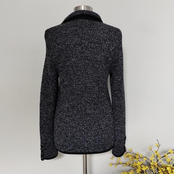 TALBOTS Merino Blazer Cardigan  Medium Pure Merino Wool Black Knit - Picture 5 of 7